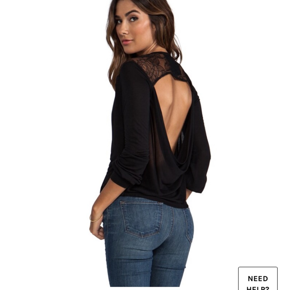 Blue Life Double Drape Top in Onyx; size S